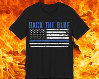 Zurück Die Blaue dünne blaue Linie amerikanische Flagge Unisex Jersey Kurzarm T-Shirt