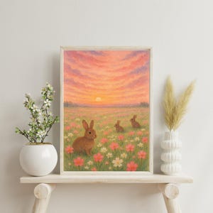Bunter Sonnenuntergang druckbare Wandkunst - druckbare Aquarell-Digital-Wand-Dekor