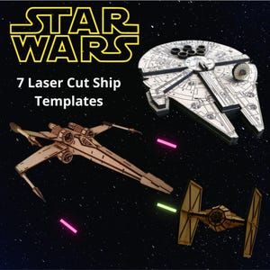 スターウォーズパズルパック 7隻のレーザーカットバンドルセット SVGファイル スターウォーズ木製3Dモデルパズルレーザーデコレーションギフトに最適