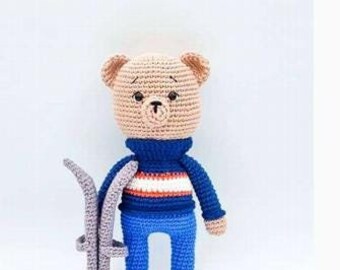 Patrón PDF de amigurumi de oso esquiador de crochet Nino