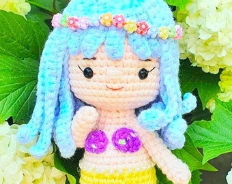 Haakpatroon voor pop zeemeermin prinses pdf Engels, amigurumi
