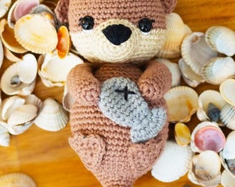 Crochet Sea Otter Pattern, keychain, Ocean Animal Crochet Pattern,Crochet amigurumi toy,English Pattern PDF,Baby shower Otter,Christmas gift