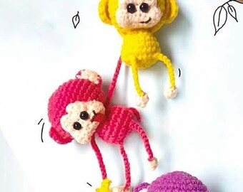 Crochet PATTERN monkey, keychain, Amigurumi tutorial PDF in English, Christmas gift, easter rabbit