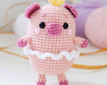 Pig No Sew Crochet Pattern, No Sew Amigurumi Crochet Patterns, Crochet Pattern, Plushie Pattern