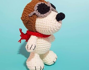 Patrón de crochet de perro blanco, Snoopy, amigurumi/muñeco de peluche/adorno para bolso (PDF)