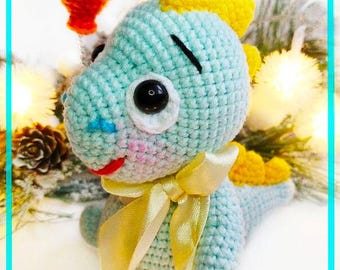 CROCHET PATTERN in English - Tim the Lovely Dinosaur - Animal Amigurumi Toy - Instant PDF Download