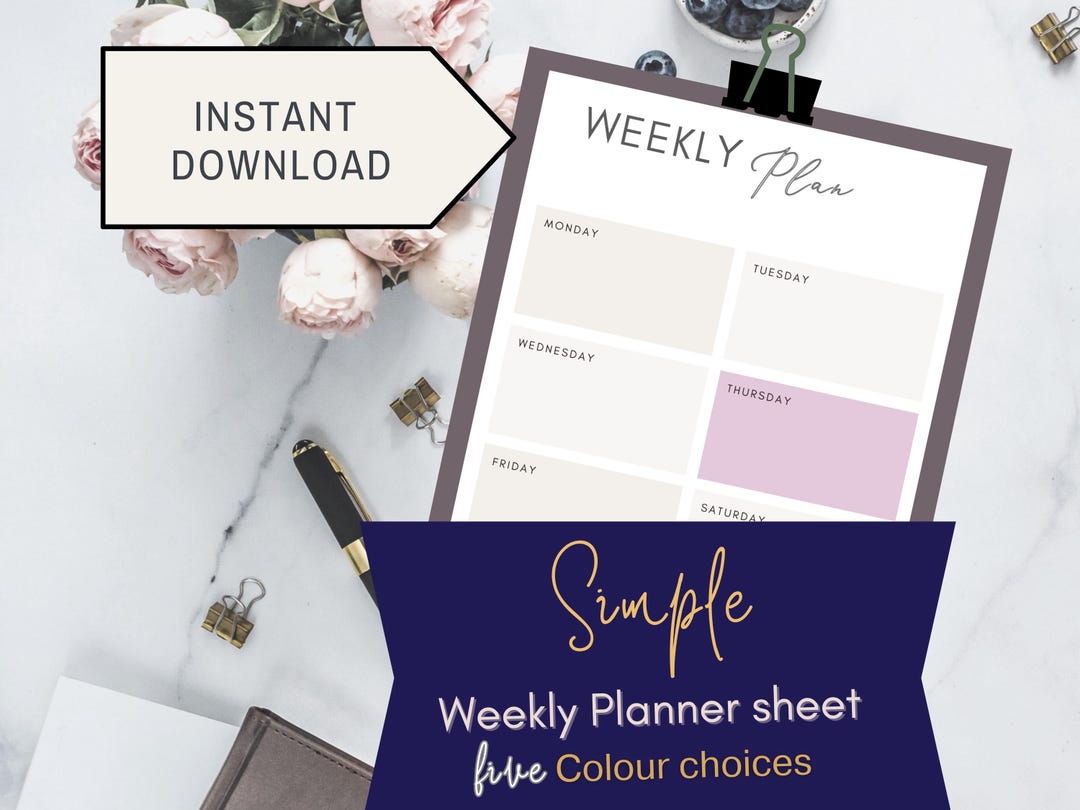 Undated Weekly Planner Printable | Fillable PDF To-do List | Minimalist ...