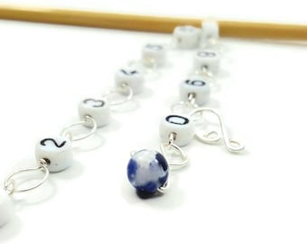 Blue Sodalite - Knitting Row Counter - Snag Free Stitch Counter - Counts 100 Rows - Choose Small, Medium, Large, or XL