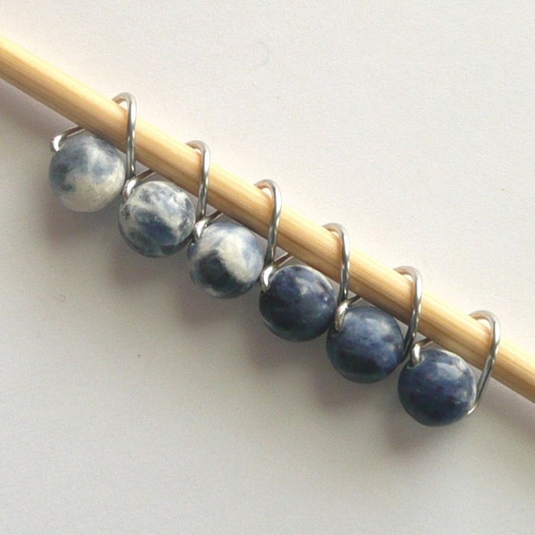 Sock or Lace Blue Sodalite Mobius Ring Stitch Markers