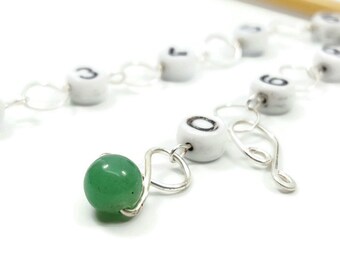 Green Aventurine Knitting Row Counter - Chain Row Counter - Counts up to 100 Rows - Choose Small, Medium, Large, or XL