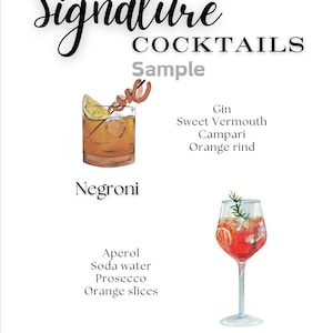 Menu de coquetéis para impressão | Menu de bar elegante | Coquetéis exclusivos