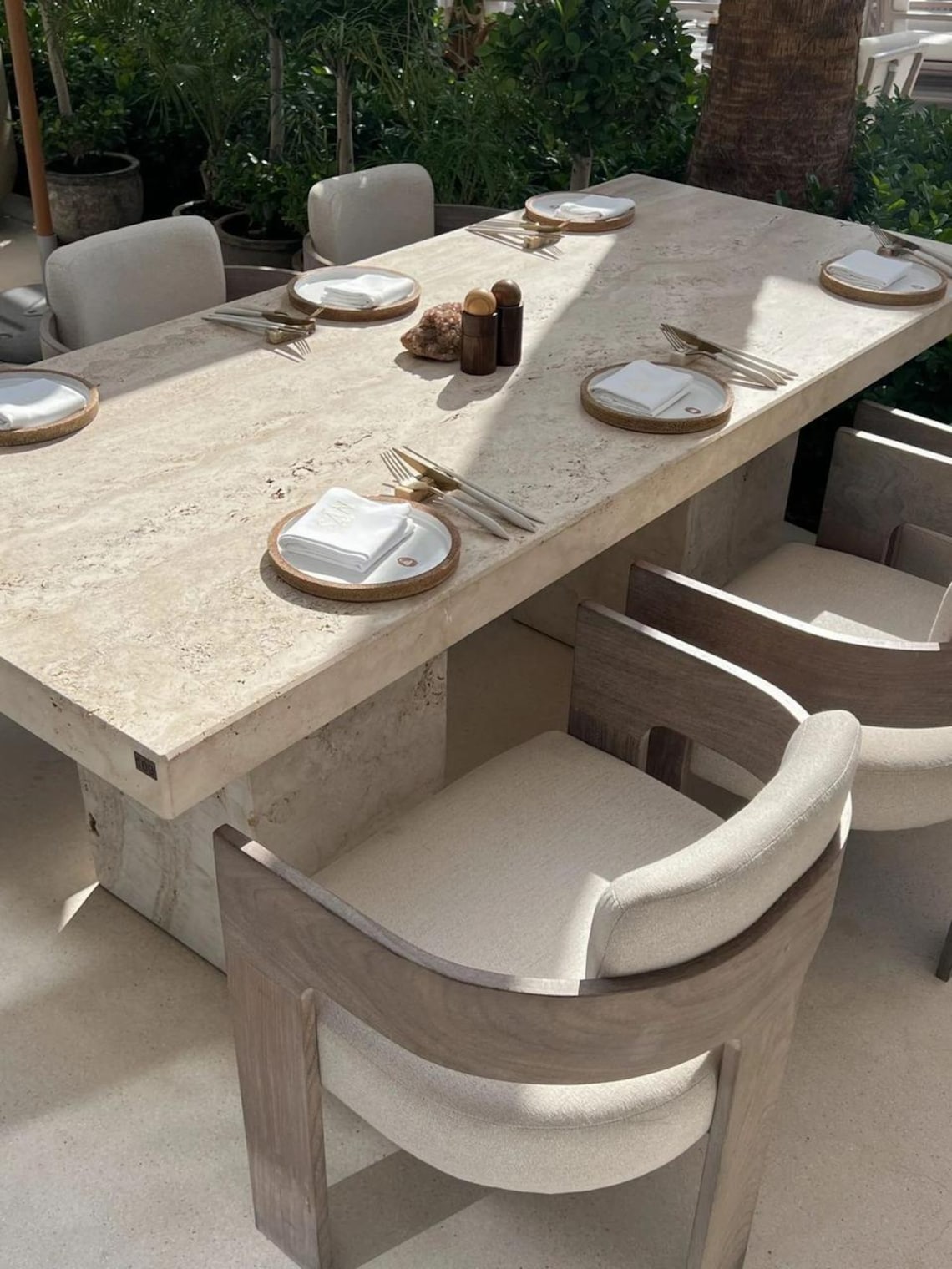 Travertine Dining Table Round Travertine Table With Fluted Legs Oval ...