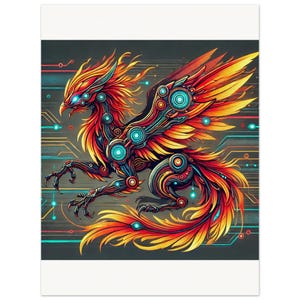 Póster de papel mate de calidad de museo de Neon Phoenix
