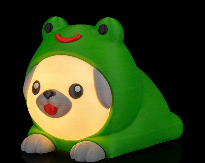 Frog Hoodie Puppy Night Light: Kawaii Gamer Room Decor