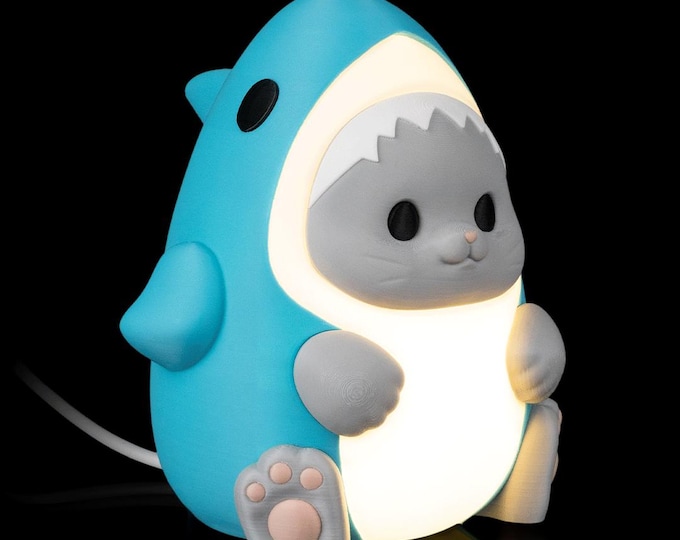 Sharkitty Table Lamp: Kawaii Cat Shark Night Light