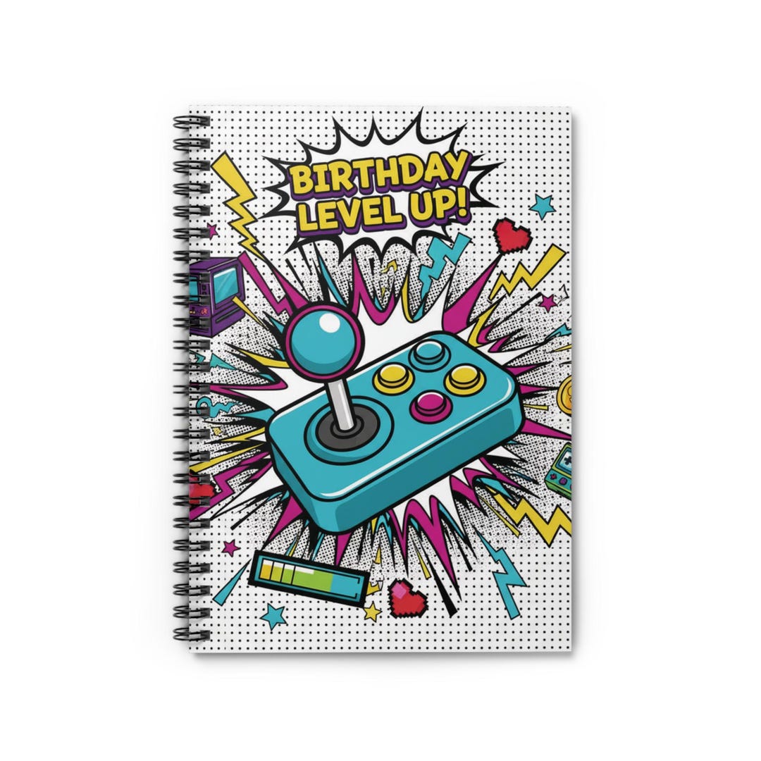 Birthday Level Up! Arcade Joystick Spiral Notebook | Ruled Journal - Etsy
