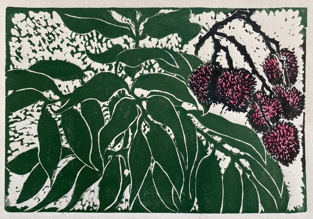 Lychees Limited Edition Linoleum Block Print Printed and - Etsy