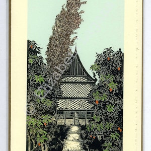 Drie Lagana-wenskaarten, 'Teak Temple Among the Mangoes' en twee andere naar keuze