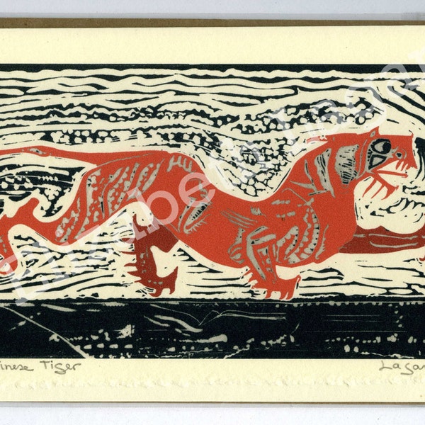Chinese Tiger, special order for Sarah, printed in color on inkjet, hand signed in pencil by artist