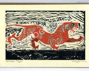 Three Lagana greeting cards, "Chinese Tiger"  and two others of your choice