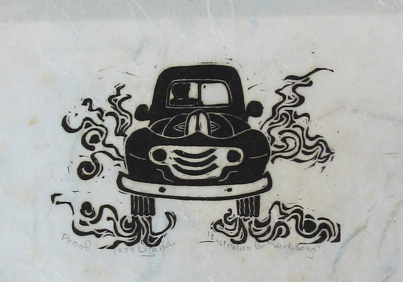 Doorway, Black and White Linoleum Block Print, a Proof, Printed and