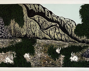 Asian Mountains, limited edtion, hand printed, hand signed in pencil by artist