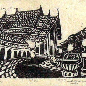 Miniature lino prints of Thailand, limited editions, printed and signed in pencil by the artist image 1