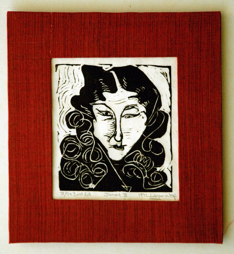 Janet I or Janet II, your choice of two limited edition lino blocks, cut, printed and signed in pencil by the artist image 4