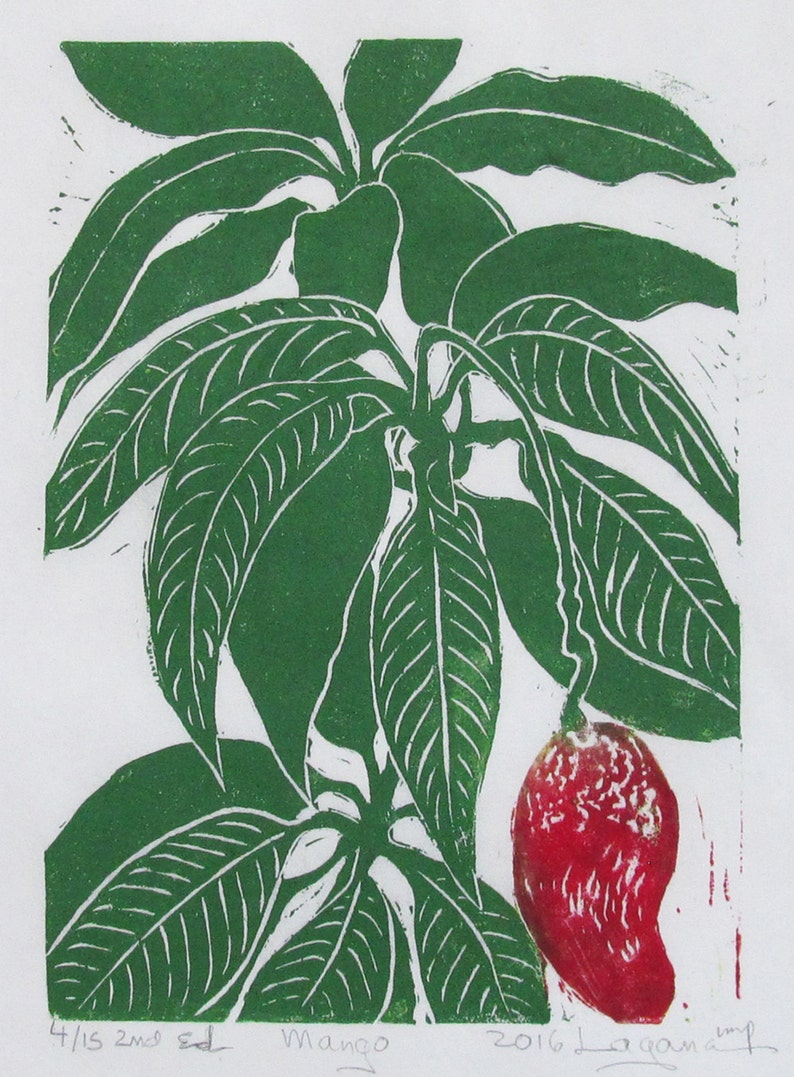Mango Limited Edition Linoleum Block Print Printed and - Etsy