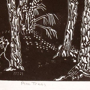 Pines, limited edition, hand printed, hand signed in pencil by the artist, linocut image 3