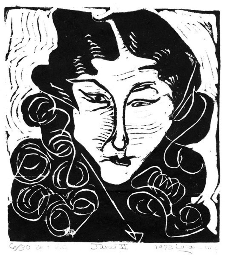 Janet I or Janet II, your choice of two limited edition lino blocks, cut, printed and signed in pencil by the artist image 2