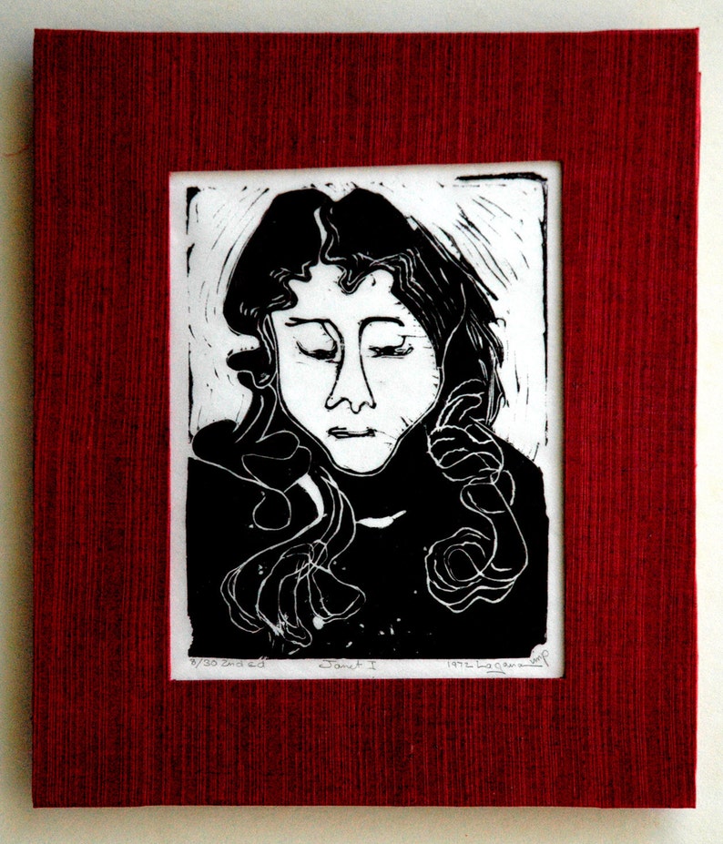 Janet I or Janet II, your choice of two limited edition lino blocks, cut, printed and signed in pencil by the artist image 3