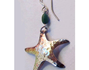 Silver Star & Turquoise Earrings, Stunning, 30 years old.