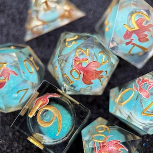 Goldfish Liquid Core Dice Set for Role Playing Games, Galaxy Dungeons and Dragons Dice Set for Gifts, RPG Liquid Core D&D Dice Set