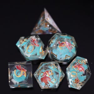 Goldfish Liquid Core Dice Set for Role Playing Games, Galaxy Dungeons and Dragons Dice Set for Gifts, RPG Liquid Core D&D Dice Set