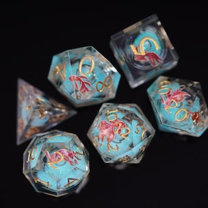 Goldfish Liquid Core Dice Set for Role Playing Games, Galaxy Dungeons and Dragons Dice Set for Gifts, RPG Liquid Core D&D Dice Set