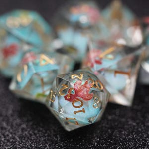 Goldfish Liquid Core Dice Set for Role Playing Games, Galaxy Dungeons and Dragons Dice Set for Gifts, RPG Liquid Core D&D Dice Set