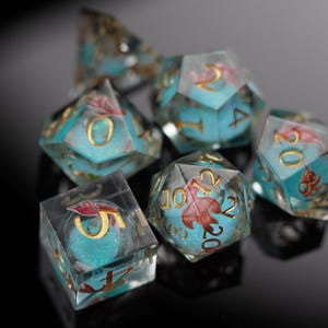 Goldfish Liquid Core Dice Set for Role Playing Games, Galaxy Dungeons and Dragons Dice Set for Gifts, RPG Liquid Core D&D Dice Set