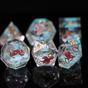 Goldfish Liquid Core Dice Set for Role Playing Games, Galaxy Dungeons and Dragons Dice Set for Gifts, RPG Liquid Core D&D Dice Set