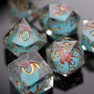 Goldfish Liquid Core Dice Set for Role Playing Games, Galaxy Dungeons and Dragons Dice Set for Gifts, RPG Liquid Core D&D Dice Set