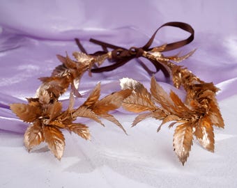Gold Laurel Leaf Crown: Adjustable Wedding Headpiece