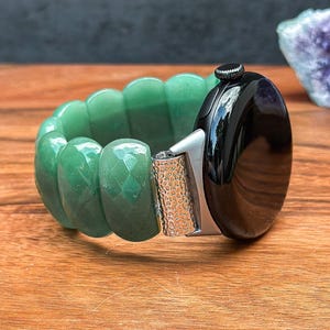 Pixel Watch Band with Green Aventurine Gemstone Handmade Watch Strap Google Pixel Watch Natural Stone Bracelet Beaded Watch Band Gift Idea
