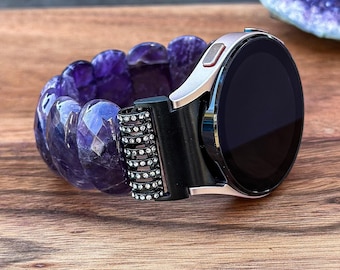 Purple Amethyst Gemstone Handmade Watch Band for Samsung Galaxy Watch Natural Stone Watch Strap Galaxy Watch Bracelet for Women Gift Idea