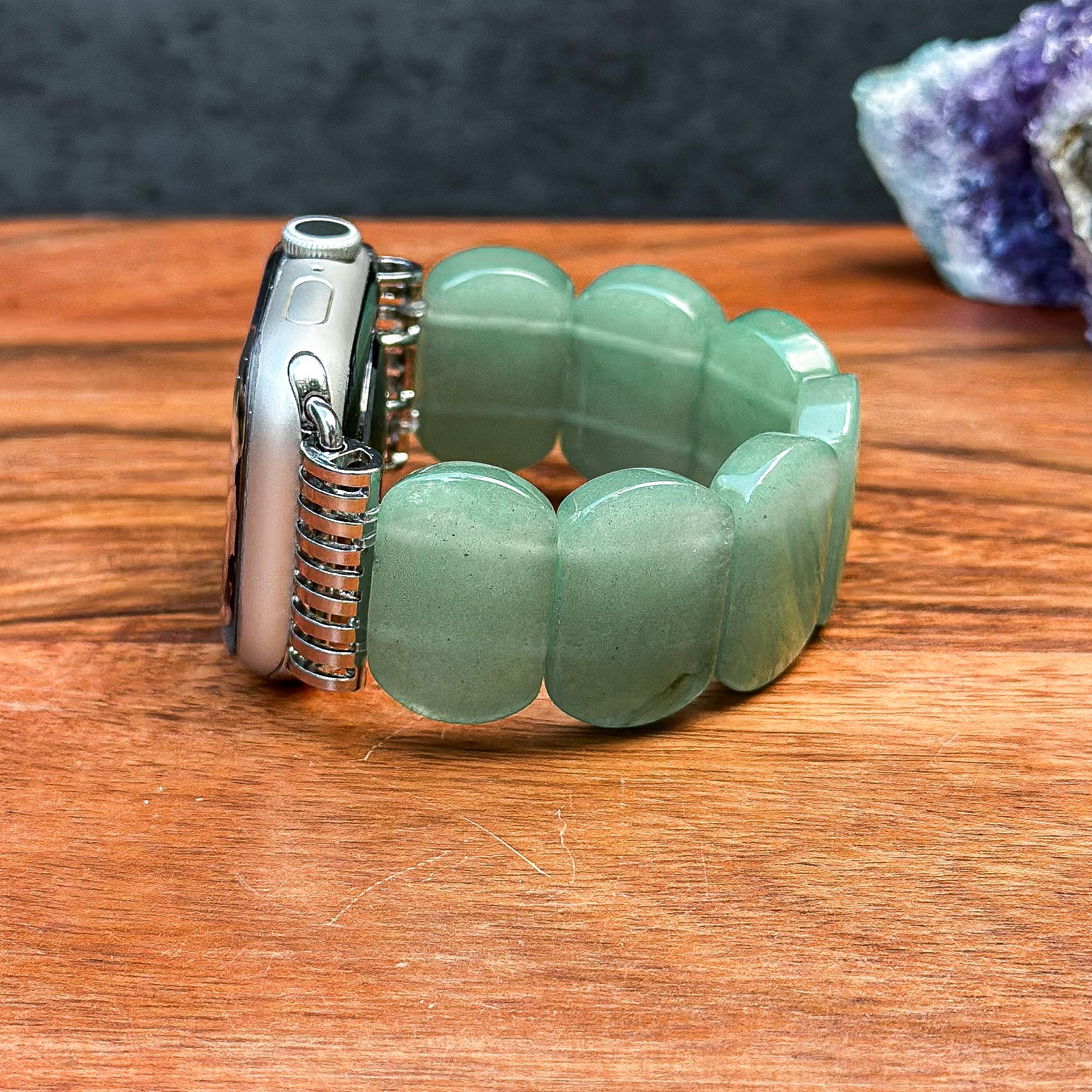 Apple Watch strap green aventurine bracelet charms Green Aventurine and Hematite Bracelet with Triquetra Charm  main image 4