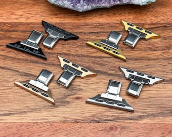 DIY Italian Charm Bracelet Adapter Set (2 Pcs) for Apple Watch – Metal Clasp Connectors for Custom Band