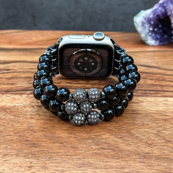 Apple Watch Strap With Black Onyx Gemstone, Handmade Watch  display picture 2