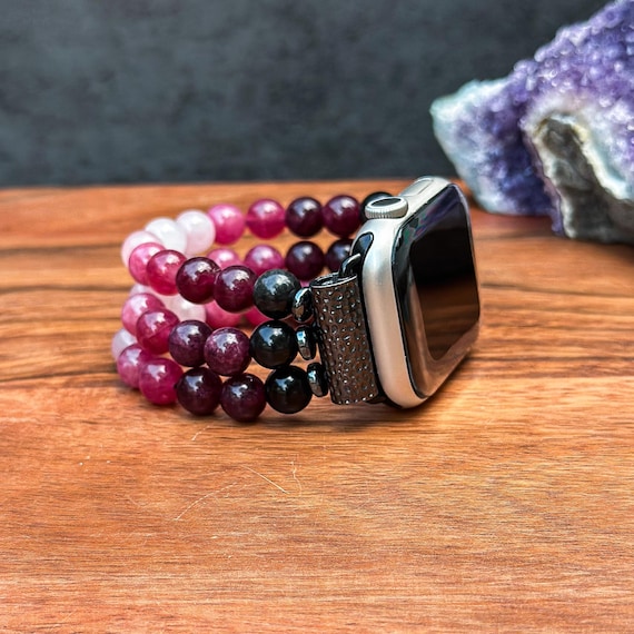 Apple Watch Beaded Band With Rose Quartz, Strawberry Quartz  display picture 1