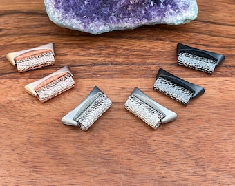DIY Hammered Metal Pixel Watch Connector Adapter & Spring Bar Set (2 Pcs) - Compatible with Series 1-4
