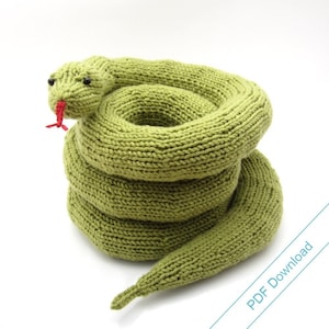 Digitalt mönster för leksaksorm. Sticka din egen orm med spiral, sidewinder eller rak mask.