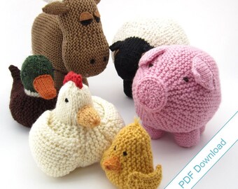 Knitting Patterns eBook. Farm Animal Toys. "Around the Barnyard"